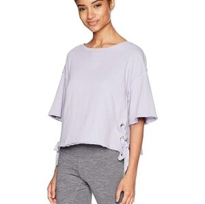 Calvin Klein Womens XL Purple Side Tie Drape Sleeve Cropped Pullover Sweatshirt